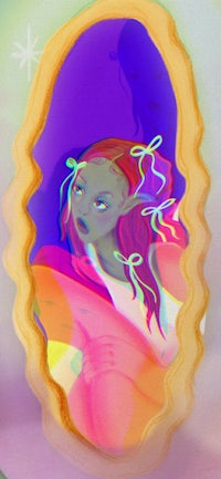 a mirror with a girl in it