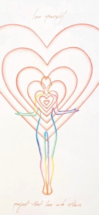 a drawing of a woman with a heart in the shape of a heart