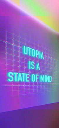 a neon sign that says utopia is a state of mind