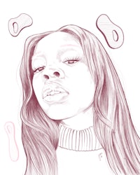 a drawing of a woman with long hair