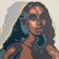 a painting of a woman with long hair