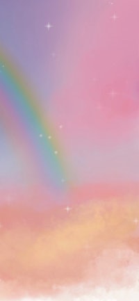 a painting of a rainbow in the sky