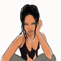 a drawing of a woman with dreadlocks