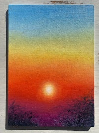 an oil painting of a colorful sunset